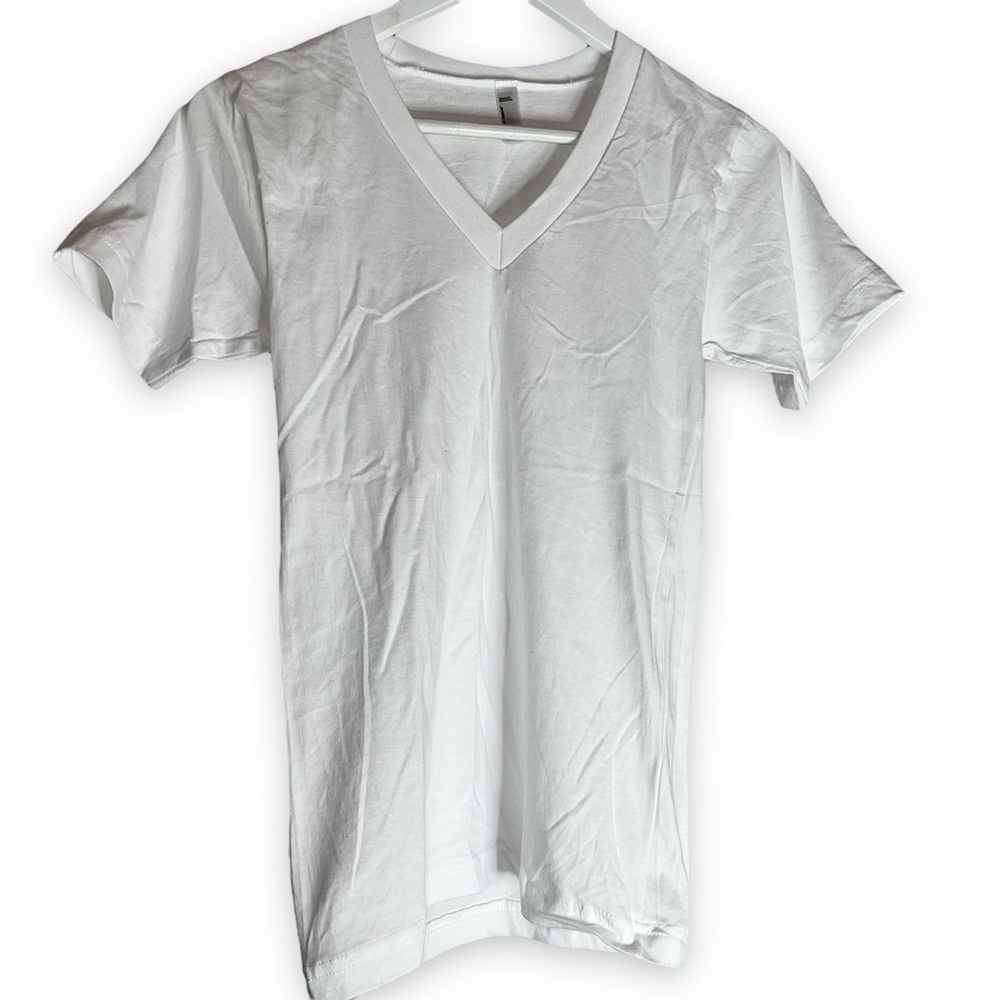 NEW Basic American Apparel White V Neck Tee / T-Shirt Women’s Size XXS